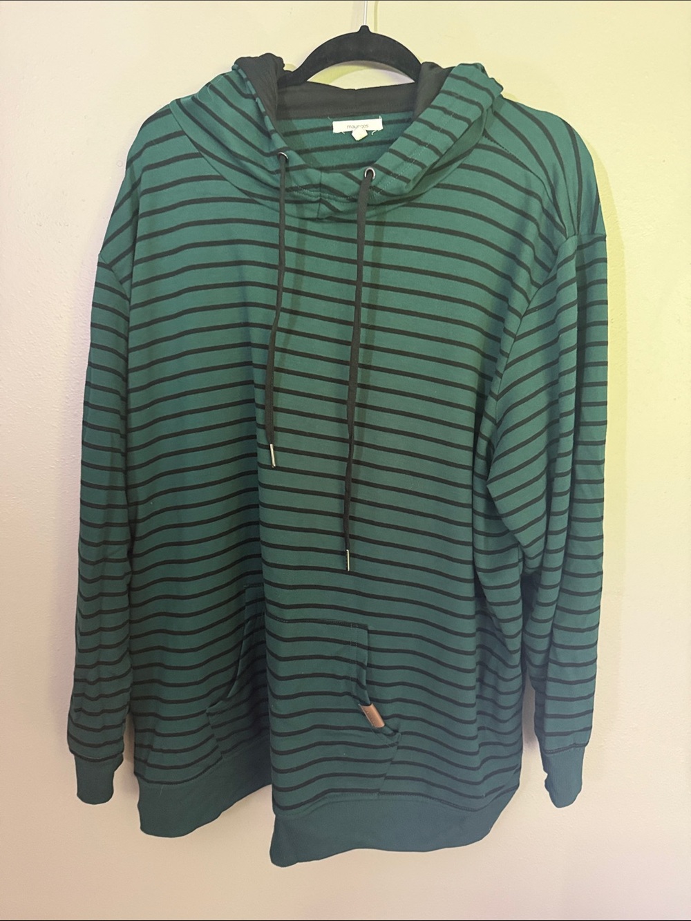 Maurices Green and Black Striped Hooded Sweatshirt